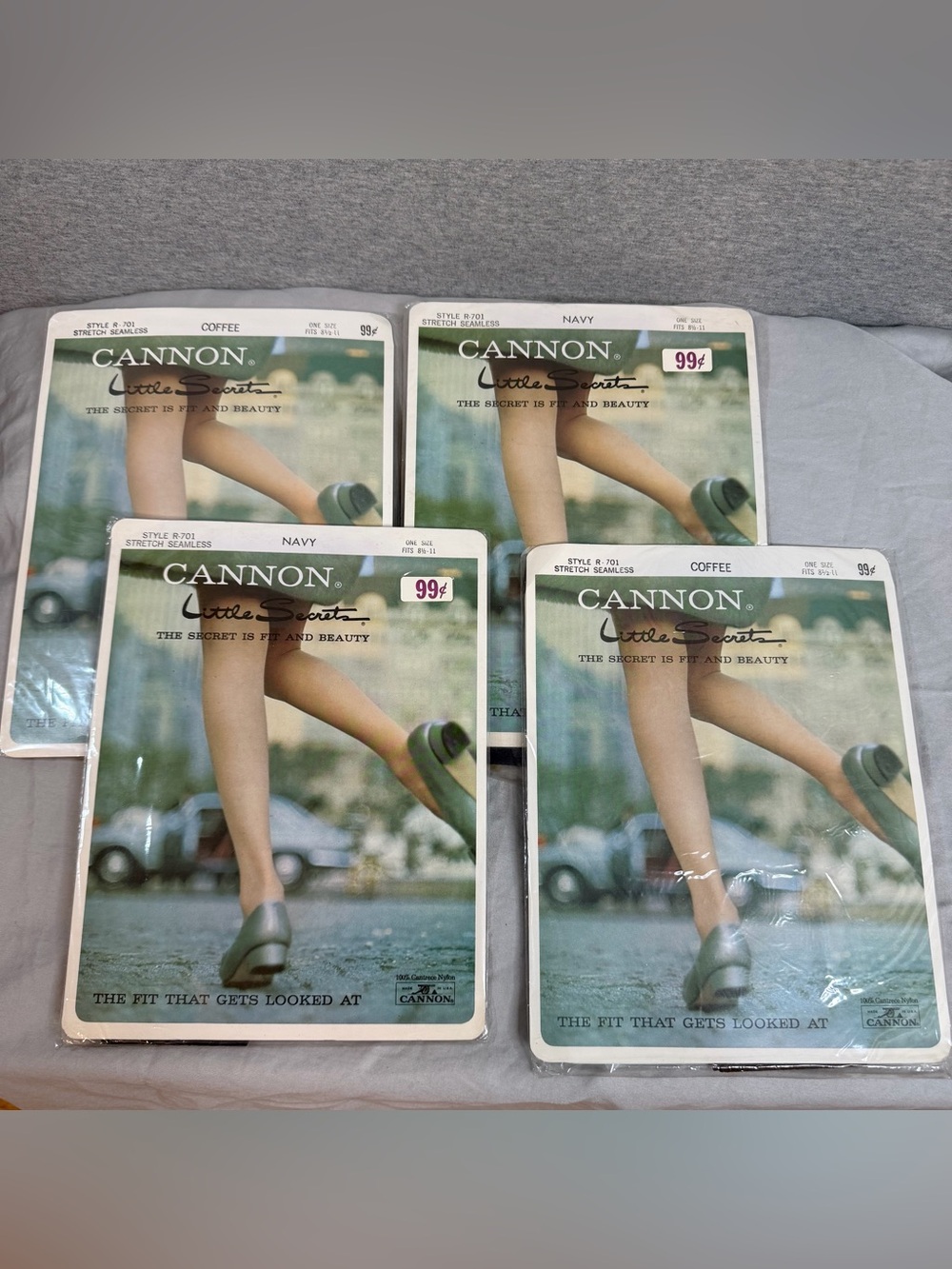 Cannon Little Secrets Stretch Seamless Stockings Vtg 1960s Coffee Navy 4 Pairs